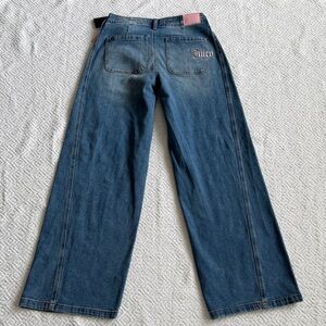 NWT Juicy Couture Denim Wide-Leg Pants with Pink Accents Sz 25